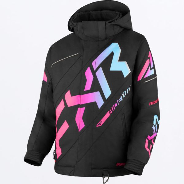 Kids Jackets FXR Snowmobil Youth Insulated CX Jacket Black/E Pink-Sky Blue 24