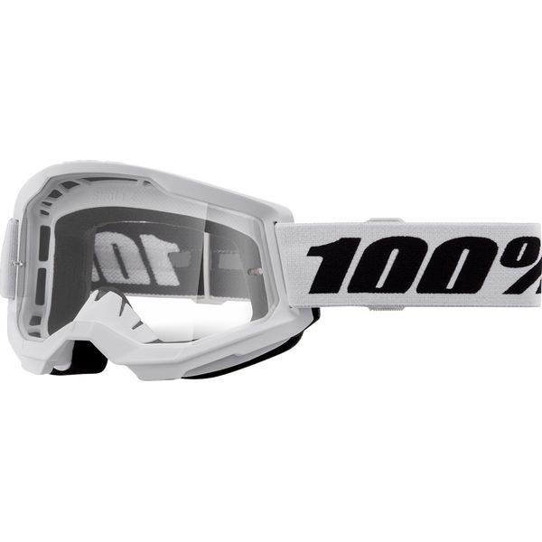 Goggles MX-Enduro 100 la suta Moto MX/Enduro Goggles Strata 2 White Clear Lens 50031-00013