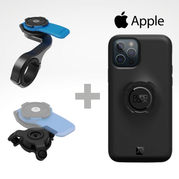 Suport Ghidon Telefon/GPS Quad Lock Kit Suport Telefon Moto pe Ghidon PRO + Amortizor Vibratii + Carcasa Telefon Apple