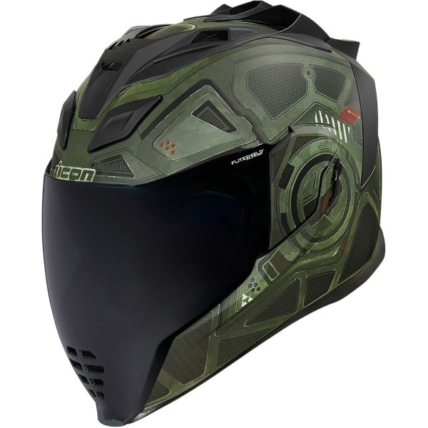 Full face helmets Icon Full-Face Moto Helmet Airflite Blckchain Green