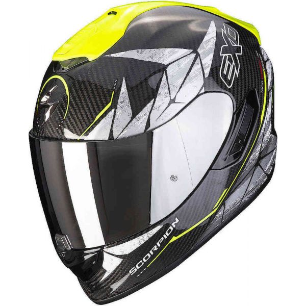 Full face helmets Scorpion Exo Moto Helmet Full-Face 1400 Evo Carbon Air Aranea Negru/Galben Fluo