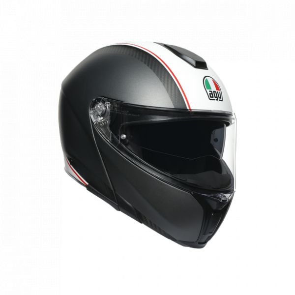 AGV Helmets AGV Flip Up Moto Helmet Sportmodular E05 Multi Mplk Cover Matt Gunmetal/White