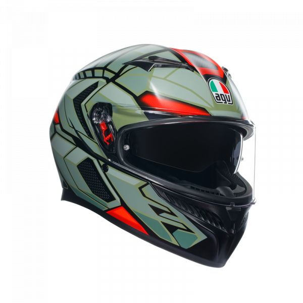 AGV Helmets AGV Moto Helmet Full-Face K3 E2206 Mplk Decept Matt Black/Green/Red