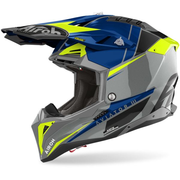 Helmets MX-Enduro Airoh Moto MX/Enduro Helmet Aviator 3 Push Blue 24