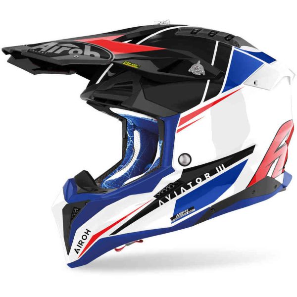 Helmets MX-Enduro Airoh Moto MX/Enduro Helmet Aviator 3 Push Blue/Red 24