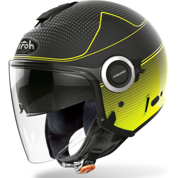 Jet helmets Airoh Moto Helmet Jet Helios Map Yellow Matt