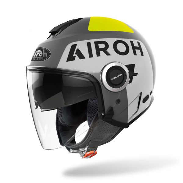 Jet helmets Airoh Moto Helmet Jet Helios Up Grey Matt