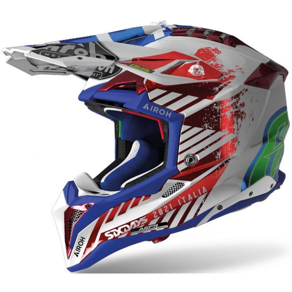 Helmets MX-Enduro Airoh Moto MX Helmet Aviator 3 Six Days Italy Gloss