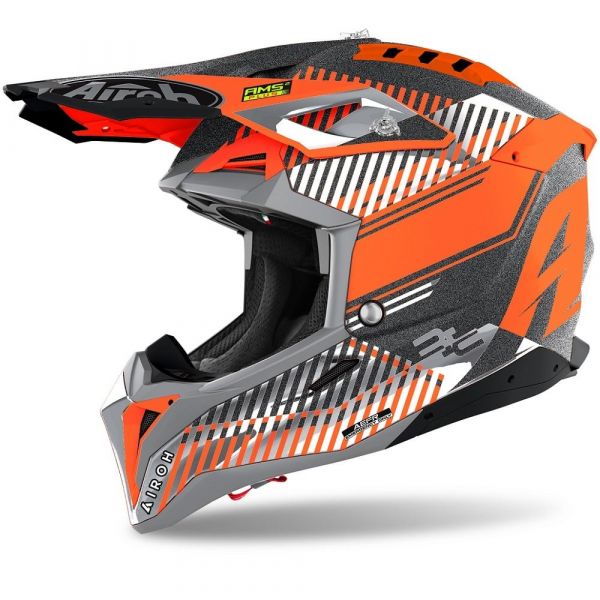 Helmets MX-Enduro Airoh Helmet Moto MX AVIATOR 3 WAVE ORANGE CHROME