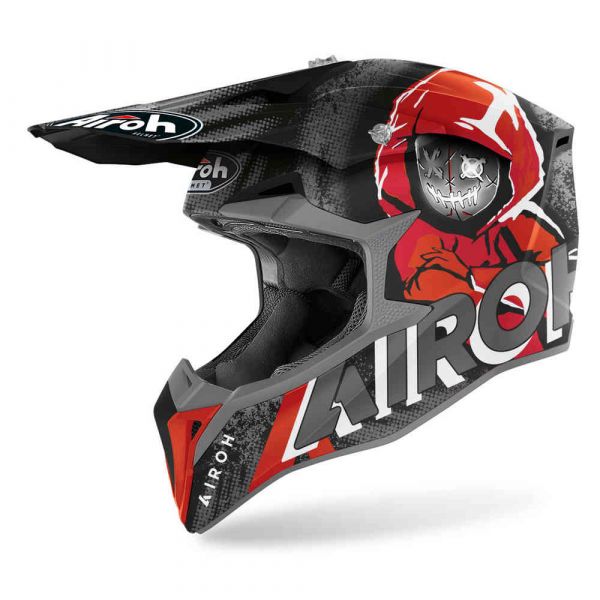 Helmets MX-Enduro Airoh Moto MX Helmet Wraap Alien Red Matt
