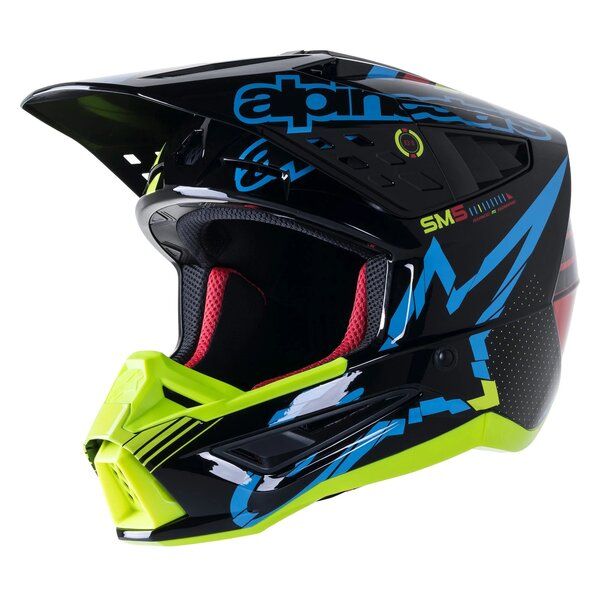 Helmets MX-Enduro Alpinestars Moto MX/Enduro Helmet Supertech S-M5 Action Black/Blue/Fluo Yellow 24 