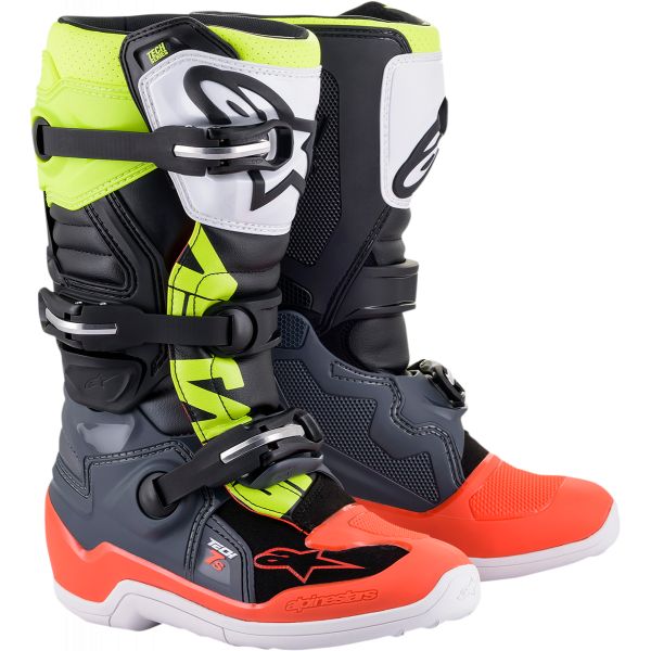 Kids Boots MX-Enduro Alpinestars Youth Moto MX Boots  Tech 7s Gy/rd/yl