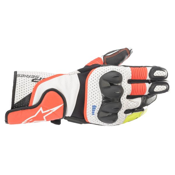 Gloves Racing Alpinestars SP-2 v3 Leather Gloves White/Red Fluo/Black