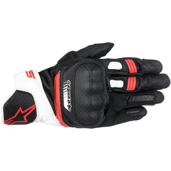  Alpinestars SP-5 V2 Black/White/Red Leather Gloves