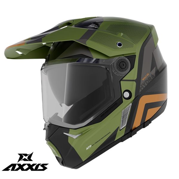  Axxis Adventure/Touring Moto Helmet Wolf Ds Hydra B6 Matte Green 24