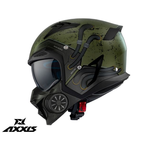  Axxis Open-Face/Jet Moto Helmet Hunter Sv Toxic C6 Matt Green 24