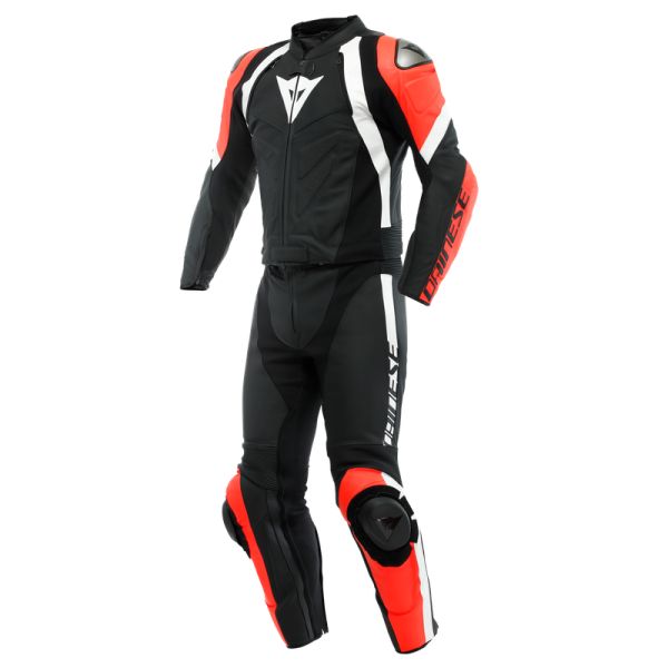 Dainese Moto Gear Dainese Avro 4 Leather 2Pcs Suit Black-Matt/Fluo-Red/White 23