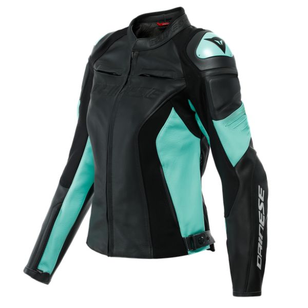  Dainese Lady Leather Moto Jacket Racing 4 Black/Acqua-Green 23