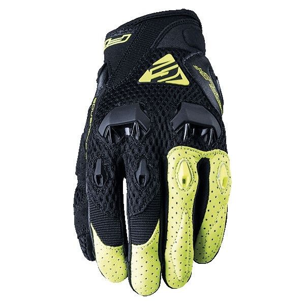Gloves Racing Five Gloves Moto Textile Gloves Stunt Evo Airflow Black/Yellow Fluo