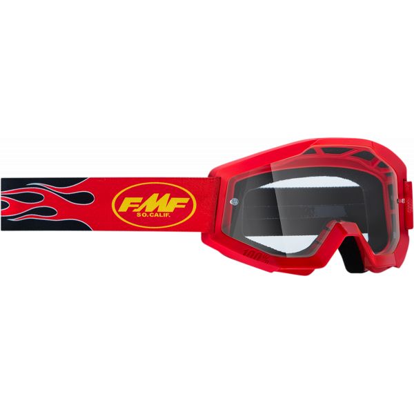 Kids Goggles MX-Enduro FMF Vision Youth Flame Goggles Red Clear F-50500-101-03