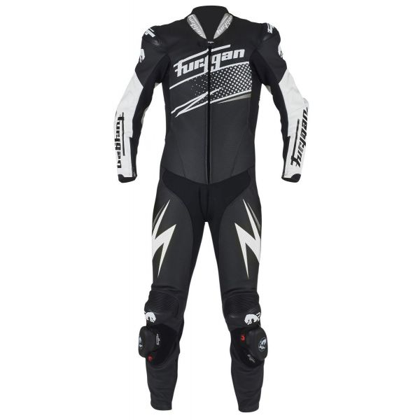 Leather Race Suits Furygan Full Ride Black/White/Silver Leather Suit