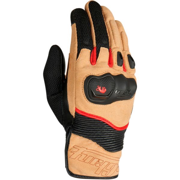 Gloves Racing Furygan Moto Gloves Leather Dust D3O Black/Beige/Red