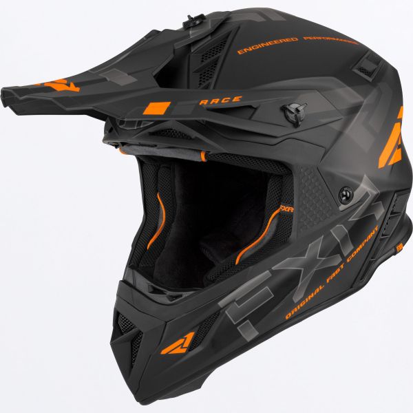 Helmets MX-Enduro FXR Helium Race Div Helmet With Auto Buckle Black/Orange