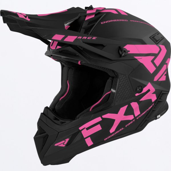 Helmets MX-Enduro FXR Helium Race Div Helmet With D-Ring Black/Elec Pink