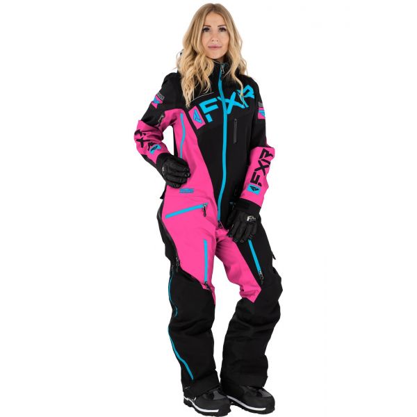 Women's Monosuits FXR W Ranger Instinct Non-Insulated Lite Monosuit Black/Pink/Sky Blue
