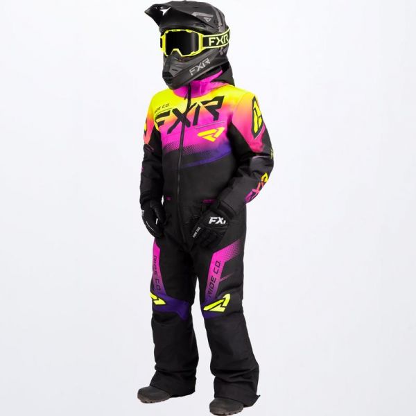 Kids Monosuits FXR Youth Snowmobil Monosuit Boost  Black/Neon Fusion