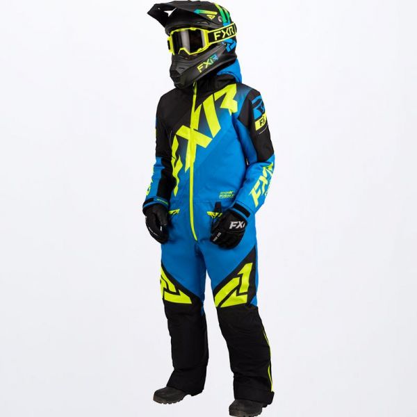 Kids Monosuits FXR Youth Snowmobil Monosuit CX Blue/Black/Hi Vis