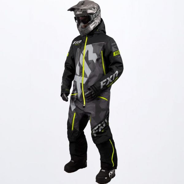  FXR Snowmobil Monosuit CX F.A.S.T. Insulated Monosuit Black/Char Camo/Hi Vis