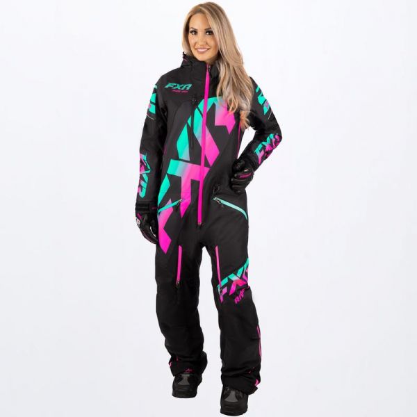 Women's Monosuits FXR Women Snowmobil Monosuit CX F.A.S.T. Insulated Black/Mint-E Pink Fade