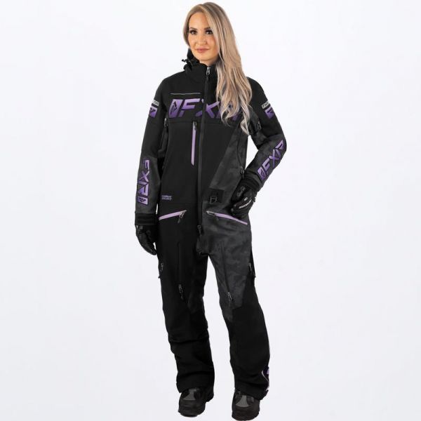 Women's Monosuits FXR Women Snowmobil Monosuit Ranger Instinct Lite Black Camo/Lilac Fade