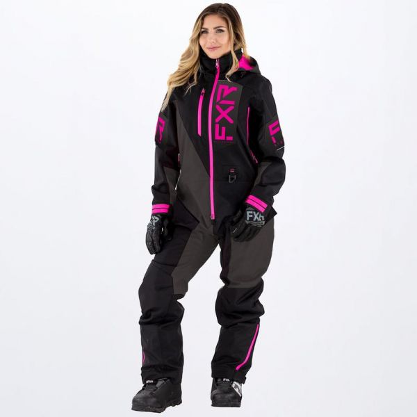 Women's Monosuits FXR Women Snowmobil Monosuit Recruit F.A.S.T. Insulated Black/Charcoal/Fuchsia