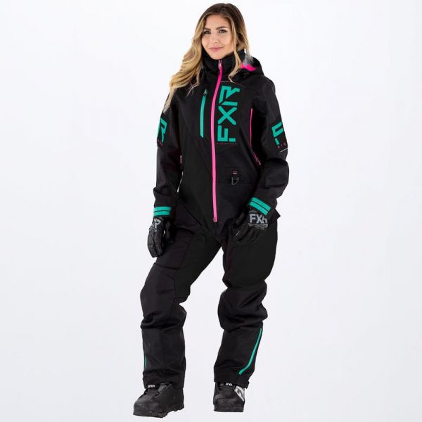 Women's Monosuits FXR Women Snowmobil Monosuit Recruit Lite Black/Mint/Elec Pink