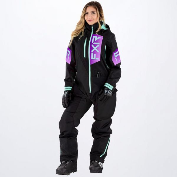  FXR Women Snowmobil Monosuit Recruit Lite Black/Purple Fade/Seafoam