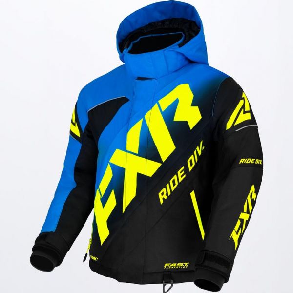 Kids Jackets FXR Youth Snowmobil Jacket CX Blue Fade/Black/Hi Vis