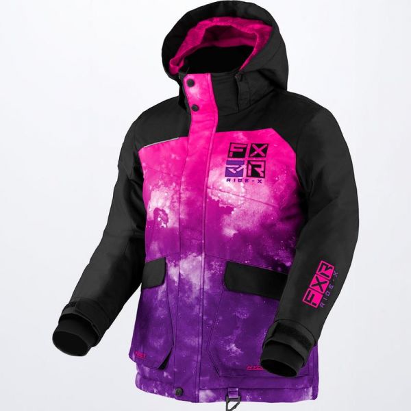 Kids Jackets FXR Youth Snowmobil Jacket Kicker Purple-Pink Ink/Black