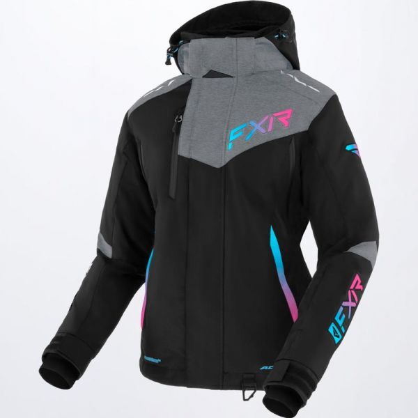 Women's Jackets FXR Women Snowmobil Jacket Edge Blk/Mid Gry Hthr/Sky-E Pink Fade