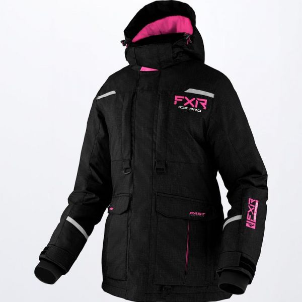 Women's Jackets FXR Women Snowmobil Jacket Excursion Ice Pro Black Linen/Elec Pink