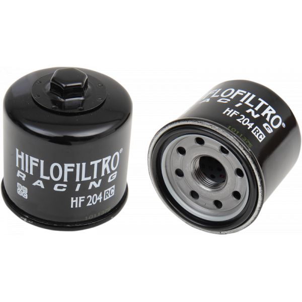 Street Bikes Oil Filters Hiflofiltro Oil Filter Racing With Nut Glossy Black HF204rc