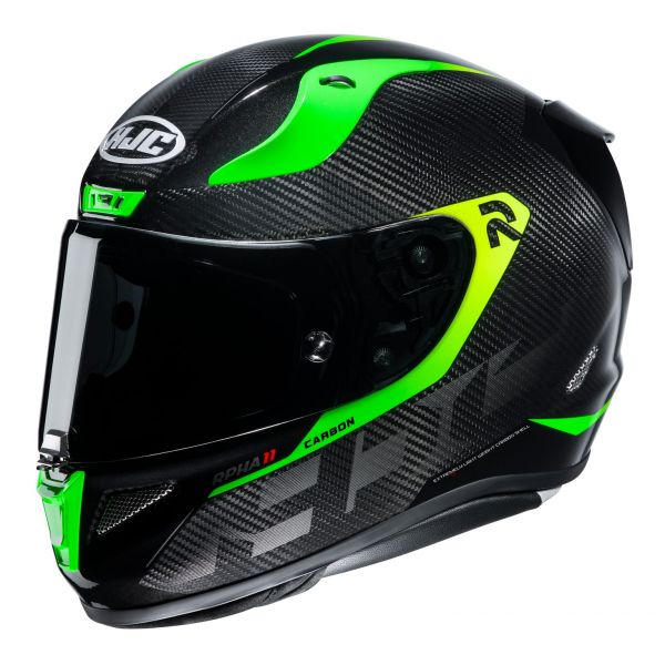 Full face helmets HJC Moto Helmet Full-Face RPHA 11 Carbon Bleer Green
