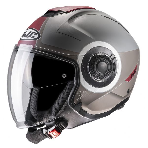 Casti Moto Jet (Open Face) HJC Casca Moto Open Face i40 Panadi Grey/Red
