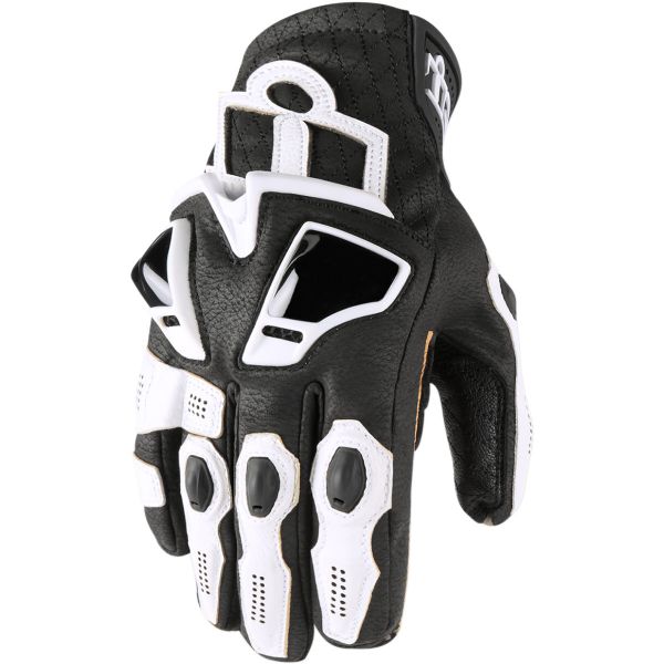 Gloves Racing Icon Moto Leather Gloves Hypersport Black Short White