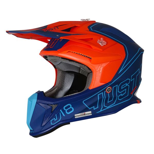 Kids Helmets MX-Enduro Just1 Enduro Helmet Copii J32 Pro Vertigo Blue/Orange Fluo