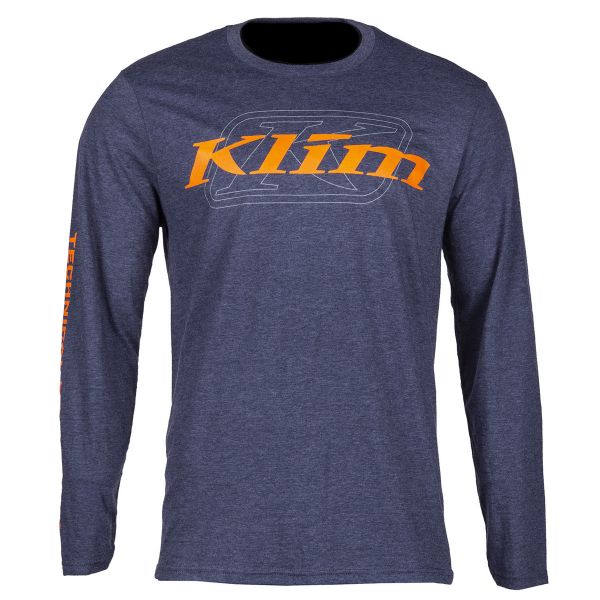 Casual T-shirts/Shirts Klim K Corp LS T Heathered Navy/Strike Orange Shirt