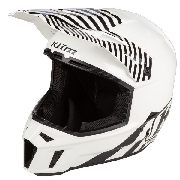 Casti Cross-Enduro Klim Casca Moto Enduro F3 Carbon Off-Road Helmet ECE Illusion Black/White