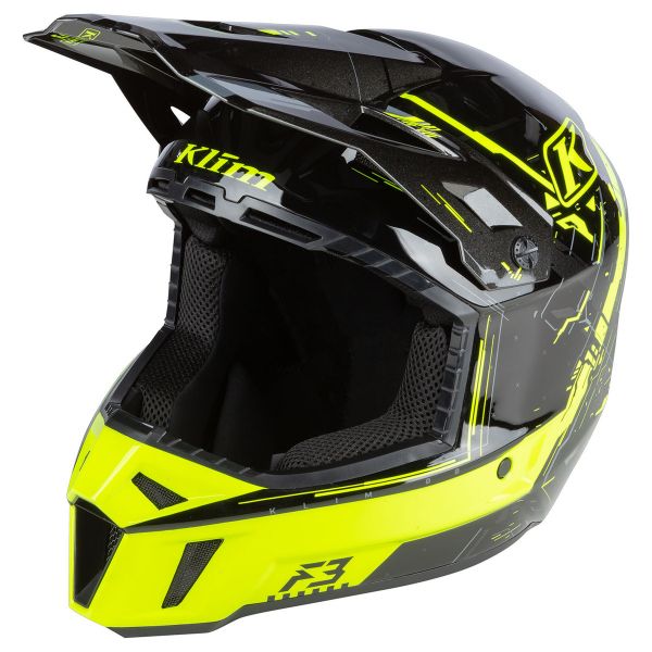 Helmets MX-Enduro Klim Snowmobil Helmet F3 ECE Recoil Hi-Vis