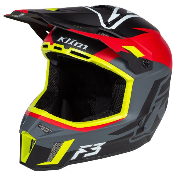 Helmets MX-Enduro Klim Snow Helmet F3 ECE Tectonic High Risk Red